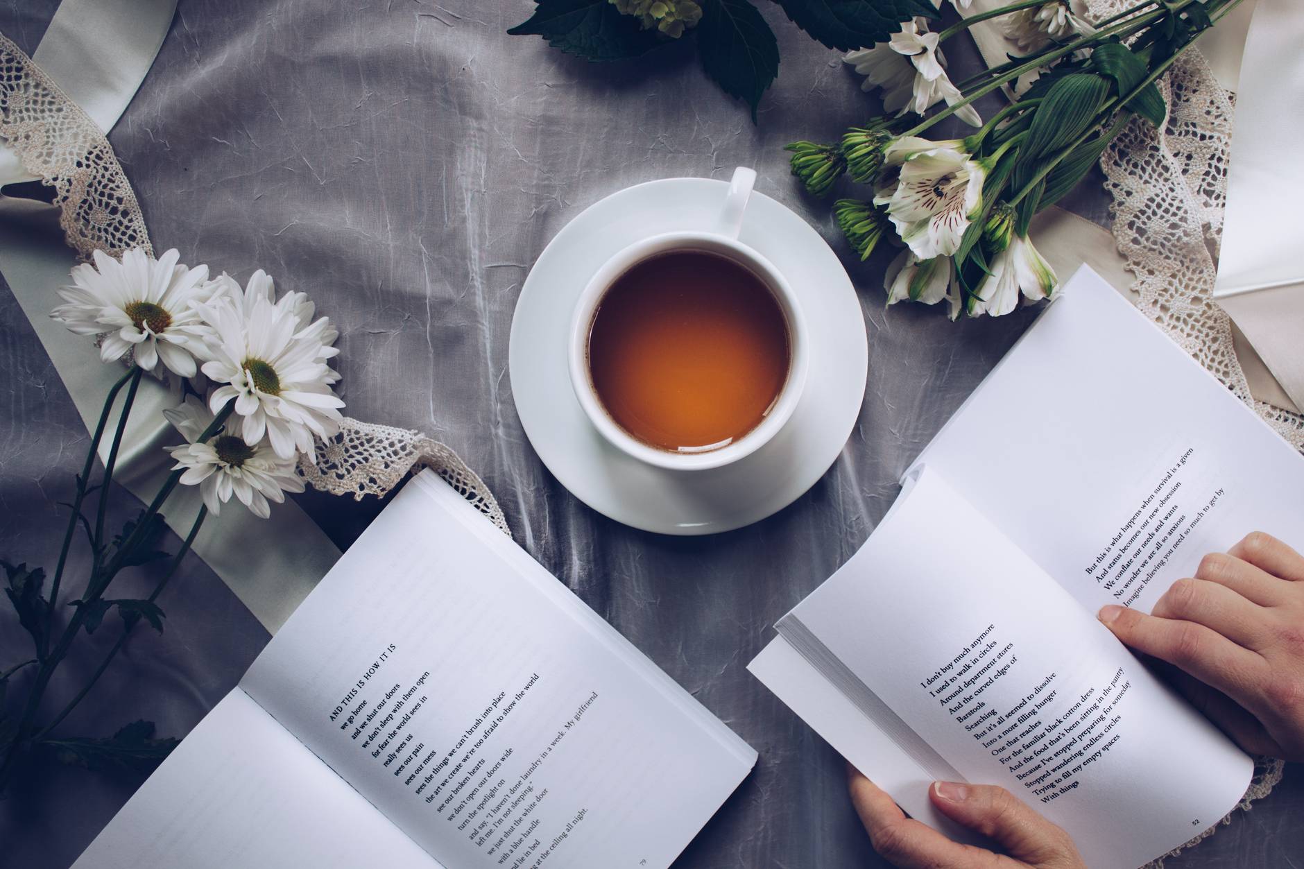 10 Foods that are Healthy for Life 11 white ceramic teacup with saucer near two books above gray floral textile